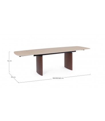 Tavolo allungabile Mailis Noce/Travertino con piano in gres