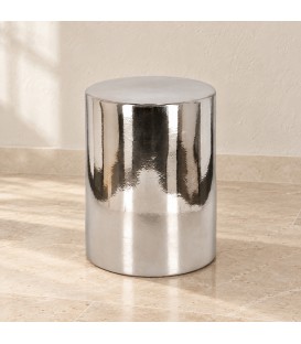 Tavolino decorativo Zalem argento altezza 43 cm in ceramica smaltata