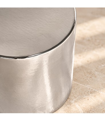 Tavolino decorativo Zalem argento altezza 43 cm in ceramica smaltata