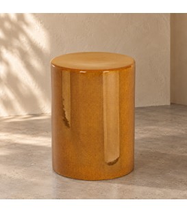 Tavolino decorativo Zalem senape altezza 43 cm in ceramica smaltata