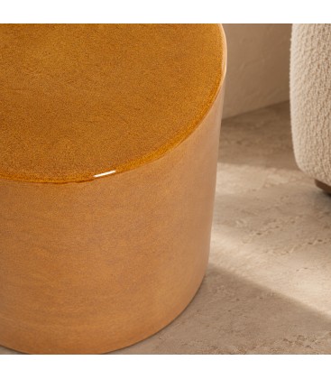 Tavolino decorativo Zalem senape altezza 43 cm in ceramica smaltata