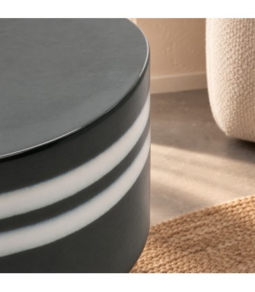 Tavolino decorativo Zalem tondo verde bianco altezza 34 cm in ceramica smaltata