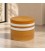 Tavolino decorativo Zalem tondo senape bianco altezza 34 cm in ceramica smaltata