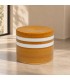 Tavolino decorativo Zalem tondo senape bianco altezza 34 cm in ceramica smaltata