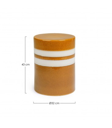 Tavolino decorativo Zalem tondo senape bianco altezza 43 cm in ceramica smaltata