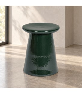 Tavolino decorativo Shilin verde altezza 45 cm in ceramica smaltata