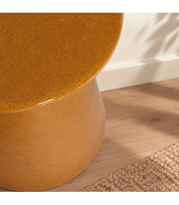 Tavolino decorativo Shilin senape altezza 45 cm in ceramica smaltata