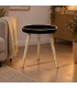 Tavolino Kelvar tondo nero e naturale con luce LED calda