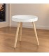 Tavolino Kelvar tondo bianco e naturale con luce LED calda