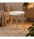 Tavolino Kelvar tondo bianco e naturale con luce LED calda