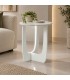 Tavolino Myros tondo bianco in MDF con luce LED fredda
