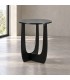 Tavolino Myros tondo nero in MDF con luce LED fredda