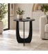 Tavolino Myros tondo nero in MDF con luce LED fredda