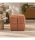 Pouf Orlyn quadrato intrecciato cognac altezza 40 cm con rivestimento effetto velluto