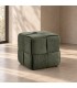 Pouf Orlyn quadrato intrecciato verde scuro altezza 40 cm con rivestimento effetto velluto