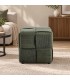 Pouf Orlyn quadrato intrecciato verde scuro altezza 40 cm con rivestimento effetto velluto