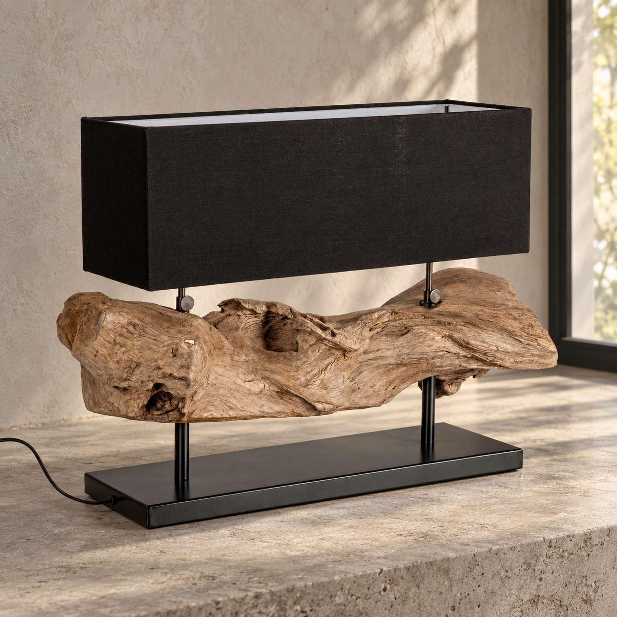 Lampada da tavolo Kleta nero altezza 55 cm con attacco E27