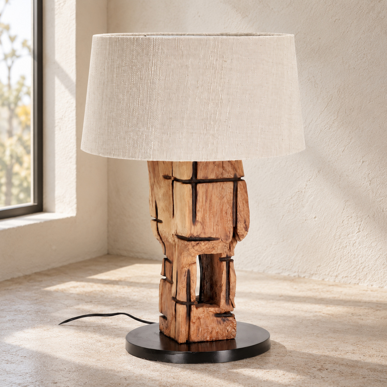 Lampada da tavolo Kleta beige altezza 53 cm con attacco E27