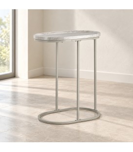 Tavolino ovale Eydis grigio chiaro con piano in MDF