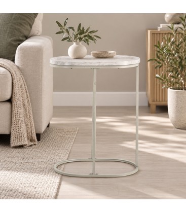 Tavolino ovale Eydis grigio chiaro con piano in MDF