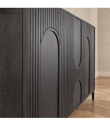 Credenza 4 ante Orissa nera in legno di mango