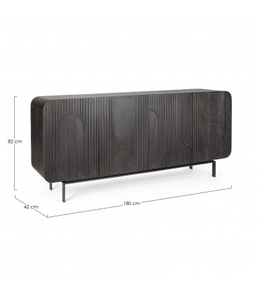 Credenza 4 ante Orissa nera in legno di mango