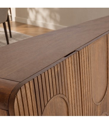 Credenza 4 ante Orissa naturale con struttura in legno di mango
