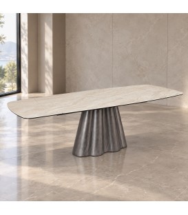 Tavolo allungabile Mirvana con piano in ceramica effetto sabbia