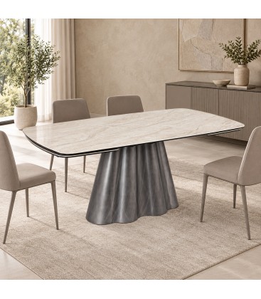 Tavolo allungabile Mirvana con piano in ceramica effetto sabbia