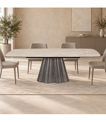 Tavolo allungabile Mirvana con piano in ceramica effetto sabbia