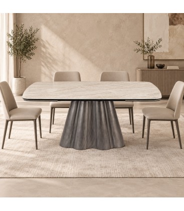 Tavolo allungabile Mirvana con piano in ceramica effetto sabbia