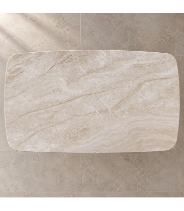 Tavolo allungabile Mirvana con piano in ceramica effetto sabbia