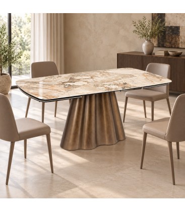 Tavolo allungabile Mirvana con piano in ceramica effetto Patagonia