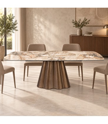 Tavolo allungabile Mirvana con piano in ceramica effetto Patagonia