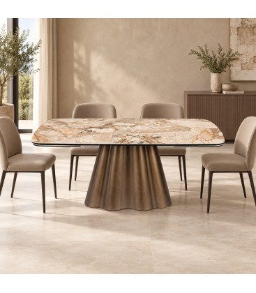 Tavolo allungabile Mirvana con piano in ceramica effetto Patagonia