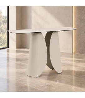Consolle Ardis beige chiaro con piano in ceramica effetto onice