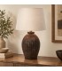 Lampada da tavolo Linea con paralume bianco e base in teak riciclato