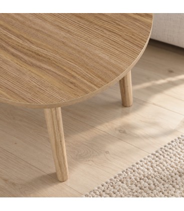 Set di 2 tavolini Jofrid irregolari naturale con gambe in legno di pino