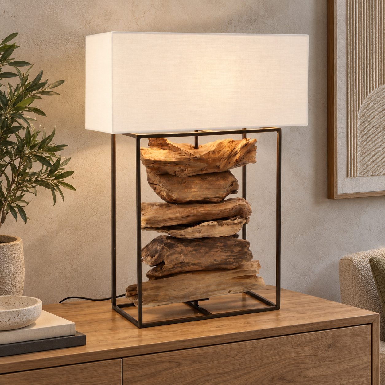 Lampada da tavolo Kubi bianco altezza 76 cm con attacco E27