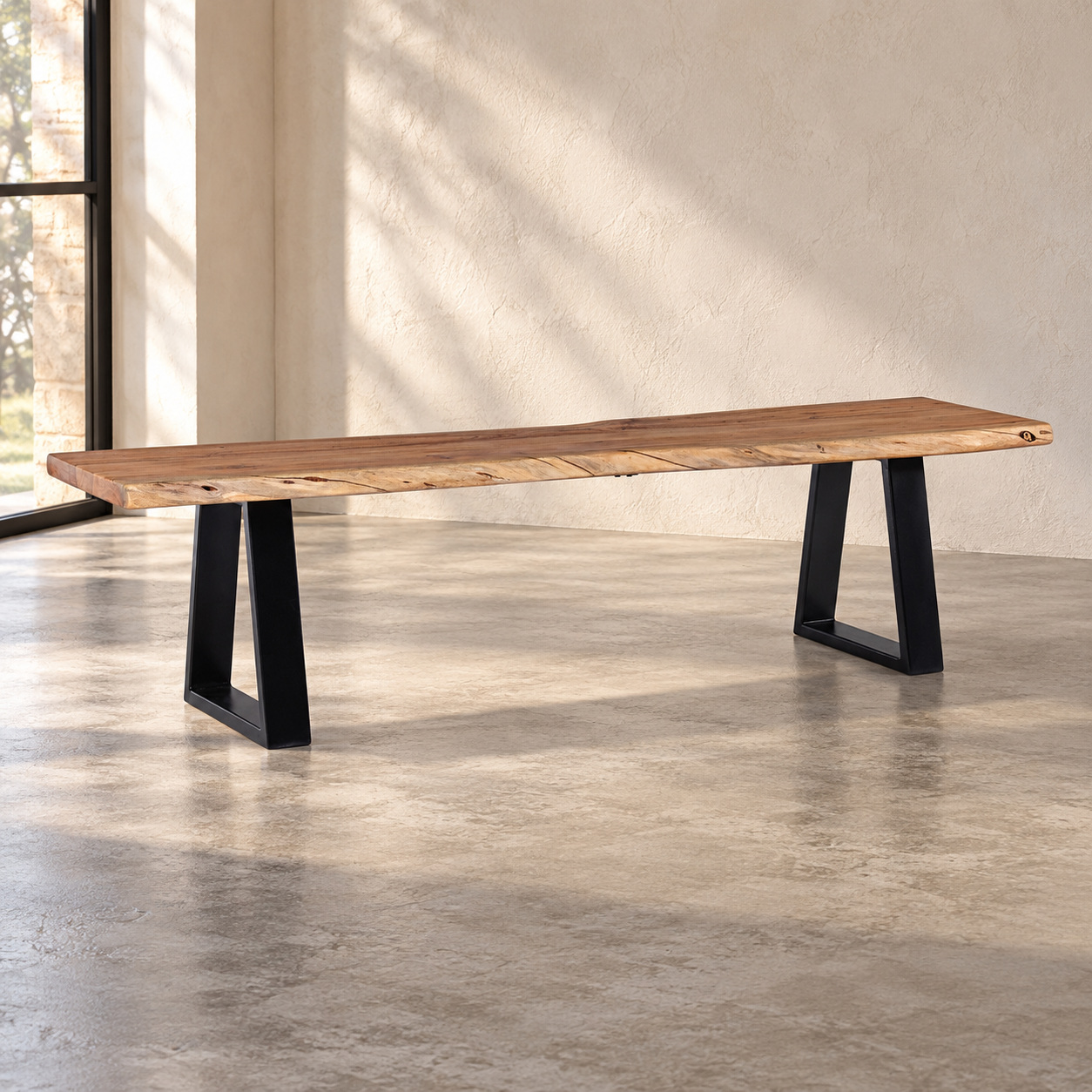 Panca Artur con struttura in legno di acacia
