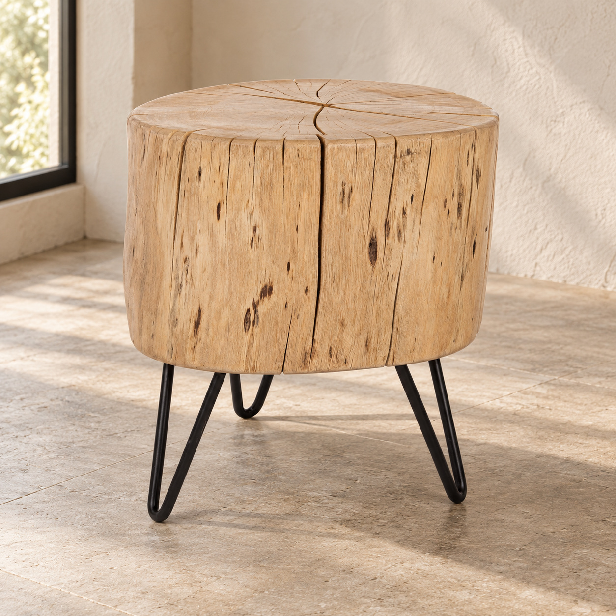 Sgabello Artur altezza 35 cm con struttura in legno di acacia