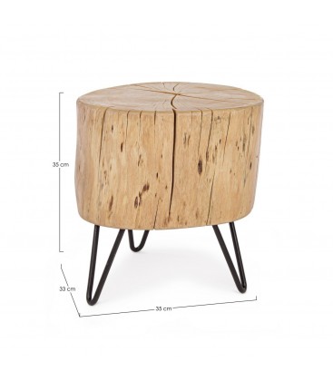 Sgabello Artur altezza 35 cm con struttura in legno di acacia