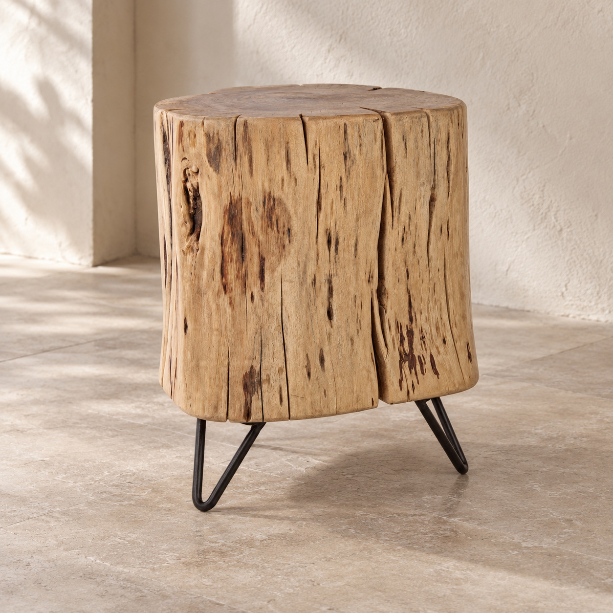 Sgabello Artur altezza 41 cm con struttura in legno di acacia