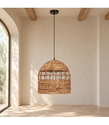 Lampadario Malawi naturale in giacinto d acqua con attacco E27