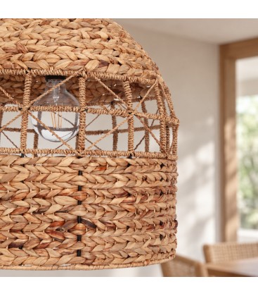 Lampadario Malawi naturale in giacinto d acqua con attacco E27