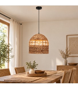 Lampadario Malawi naturale in giacinto d acqua con attacco E27