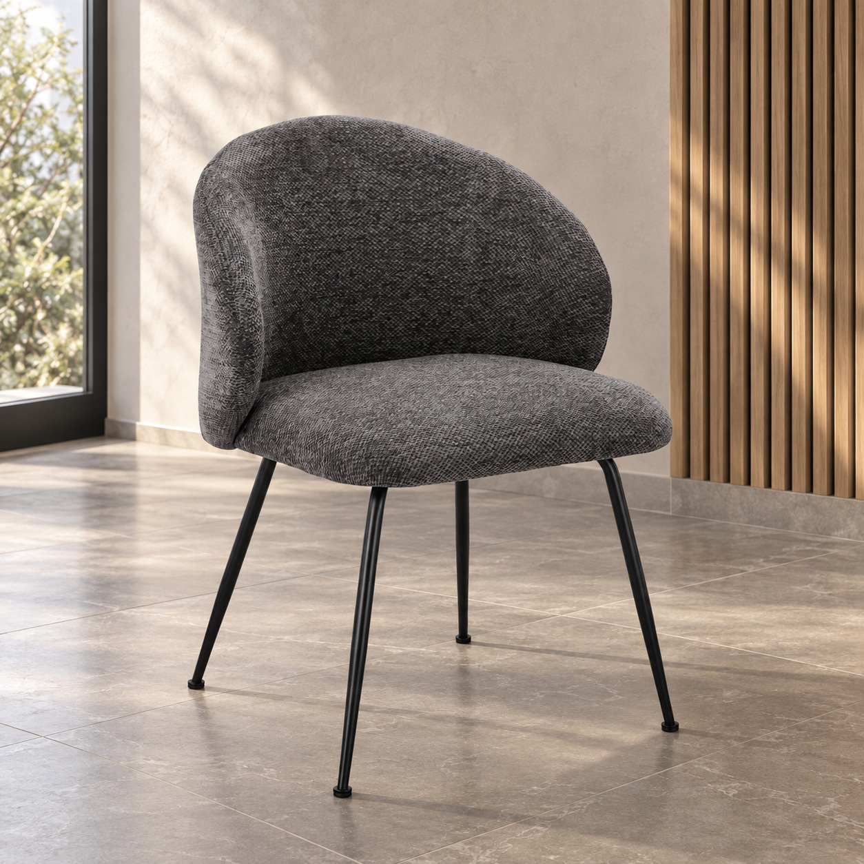 Sedia Gesien grigio scuro con rivestimento in poliestere