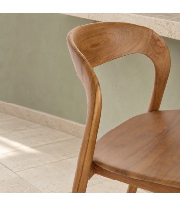 Sgabello da bar Miley naturale in legno di teak