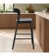 Sgabello da bar Miley nero in legno di teak