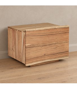 Comodino 2 cassetti Aron in legno di acacia
